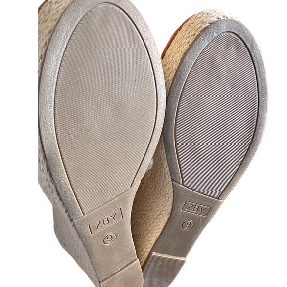 New Coutgo Women's Wedge Sandals Cross Strap Espadrille Platform Size 9 Brown - Picture 6 of 13